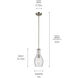 Everly 1 Light Brushed Nickel Pendant Ceiling Light in Clear