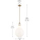 Laria 1 Light Champagne Bronze Pendant Ceiling Light in Opal