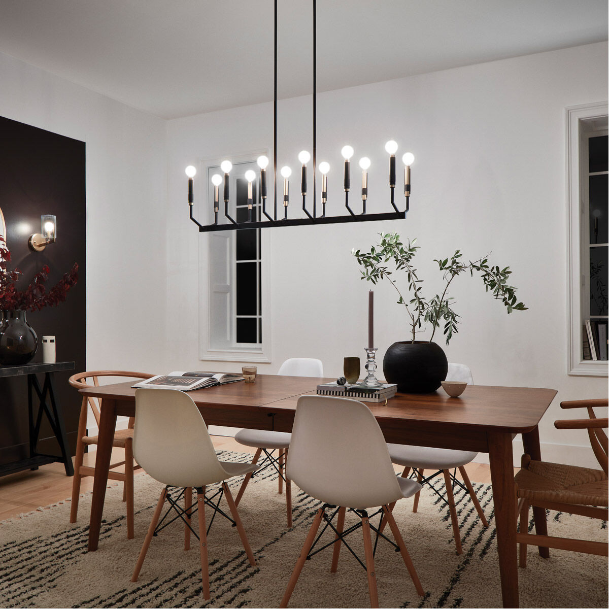 Armand 12 Light 9.5 inch Black Chandelier Linear Ceiling Light