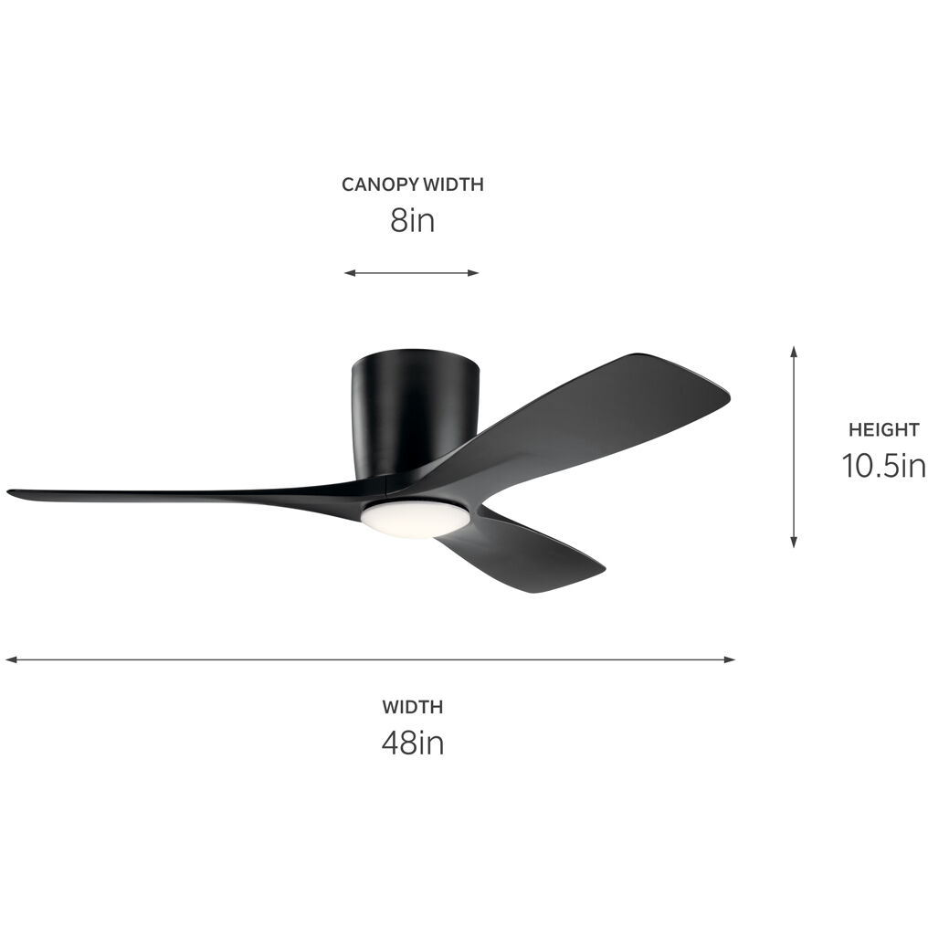 Volos 48 inch Satin Black Ceiling Fan