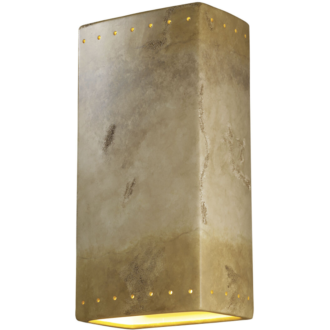 Ambiance Rectangle LED 11 inch Celadon Green Crackle Wall Sconce Wall Light, Really Big