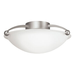 Independence 2 Light 15 inch Brushed Nickel Semi Flush Light Ceiling Light in Etched White