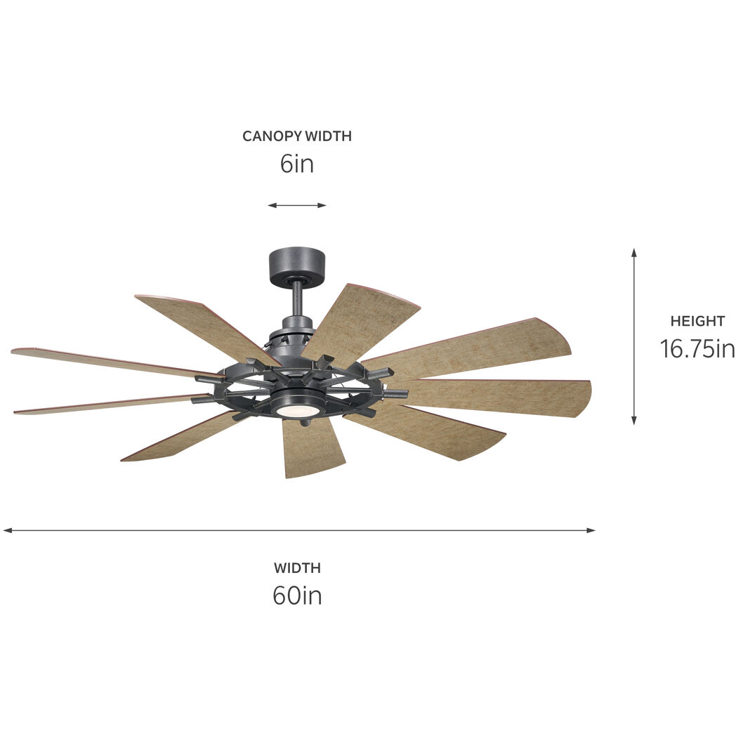 Gentry 60 inch Anvil Iron with Distressed Antique Gray/Walnut Blades Ceiling Fan