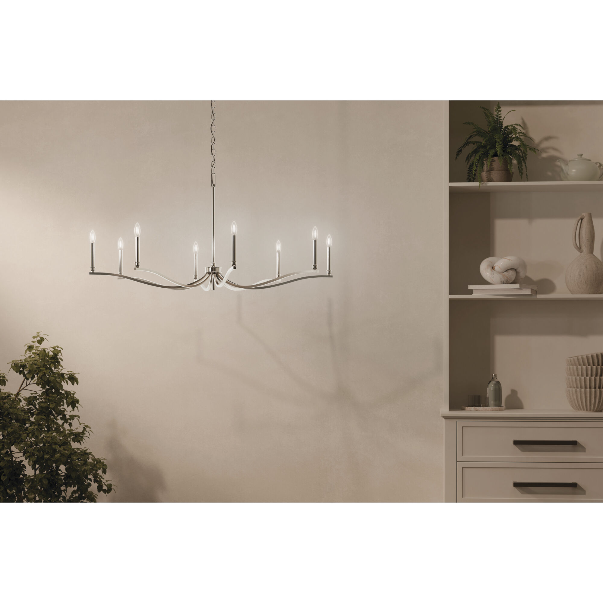 Malene 8 Light Polished Nickel Chandelier Ceiling Light, 1 Tier Large