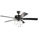 Basics Pro Premier 52 inch Satin Black Ceiling Fan in 3000K, Clear Seeded
