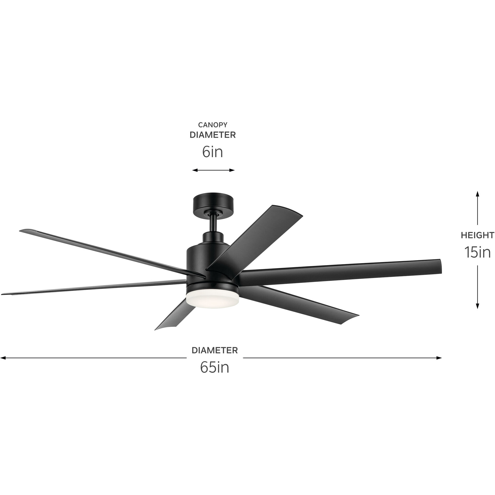 Loa 65 inch Satin Black Ceiling Fan