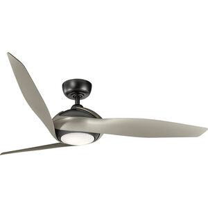 Zenith 60 inch Satin Black with Silver Blades Ceiling Fan