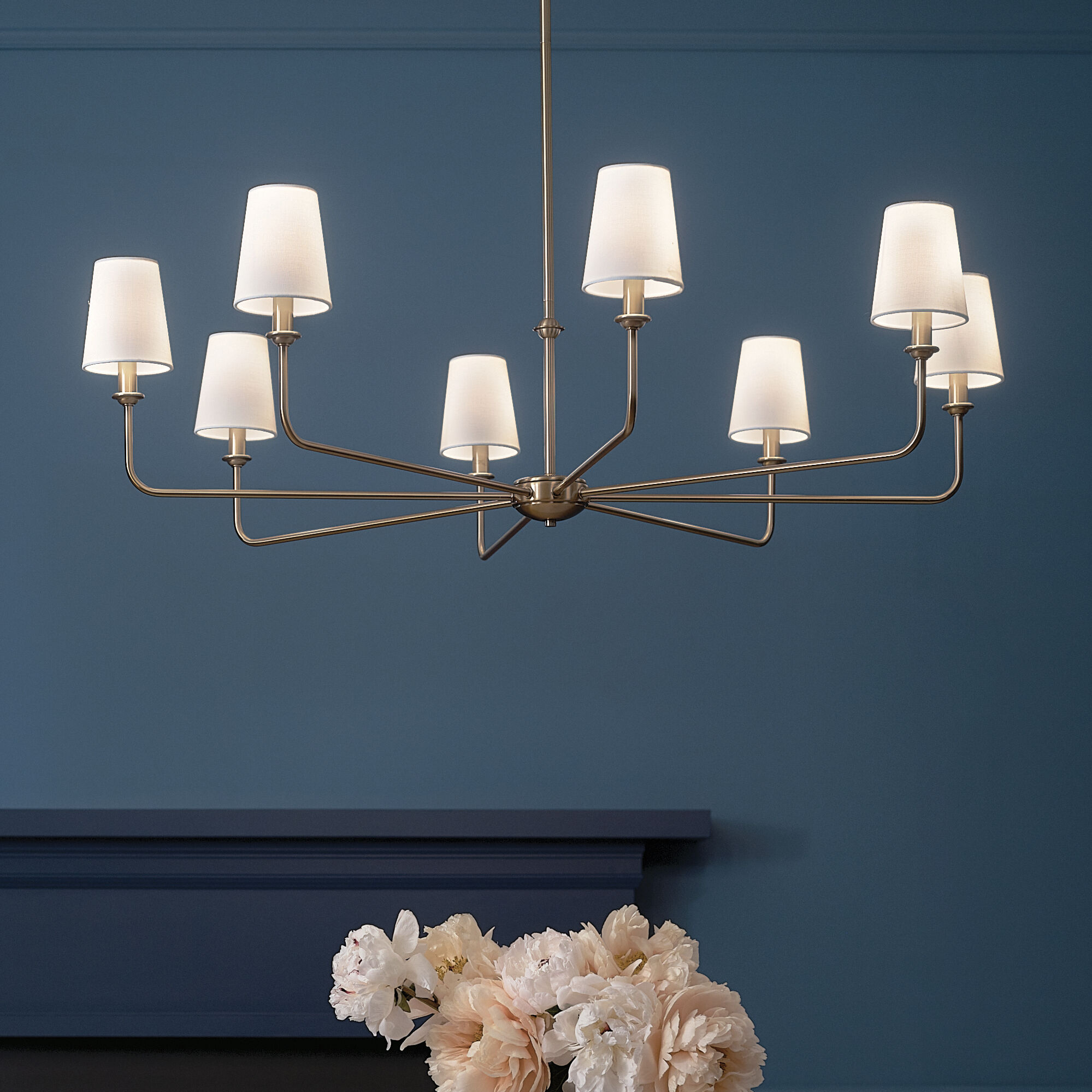 Pallas 8 Light 42.75 inch Brushed Natural Brass Chandelier Ceiling Light