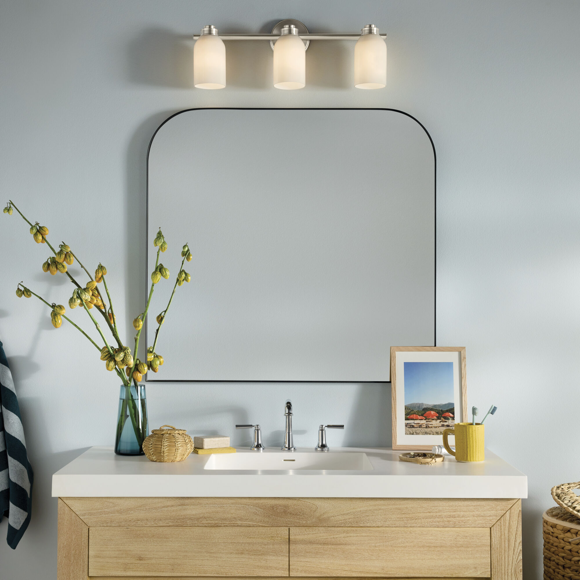 Shae 3 Light 24.25 inch Brushed Nickel Vanity Light Wall Light