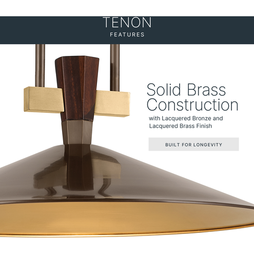 Led Lighting Rectangular Tenon Tenon LED Lacquered Bronze Pendant Ceiling Light