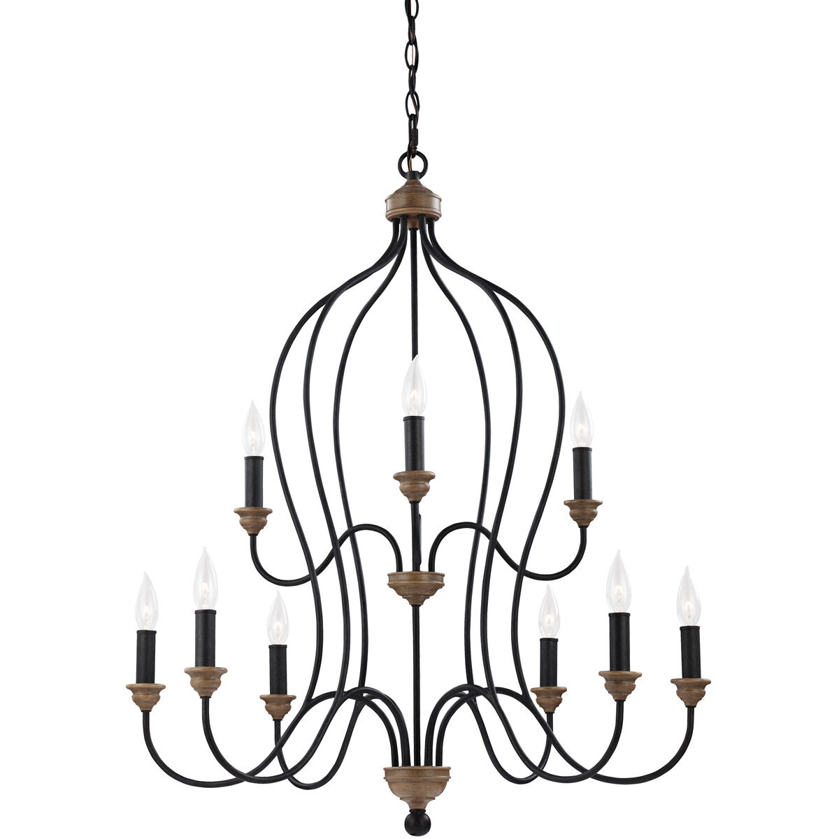 Hartsville 9 Light 30.75 inch Dark Weathered Zinc / Weathered Oak Chandelier Ceiling Light