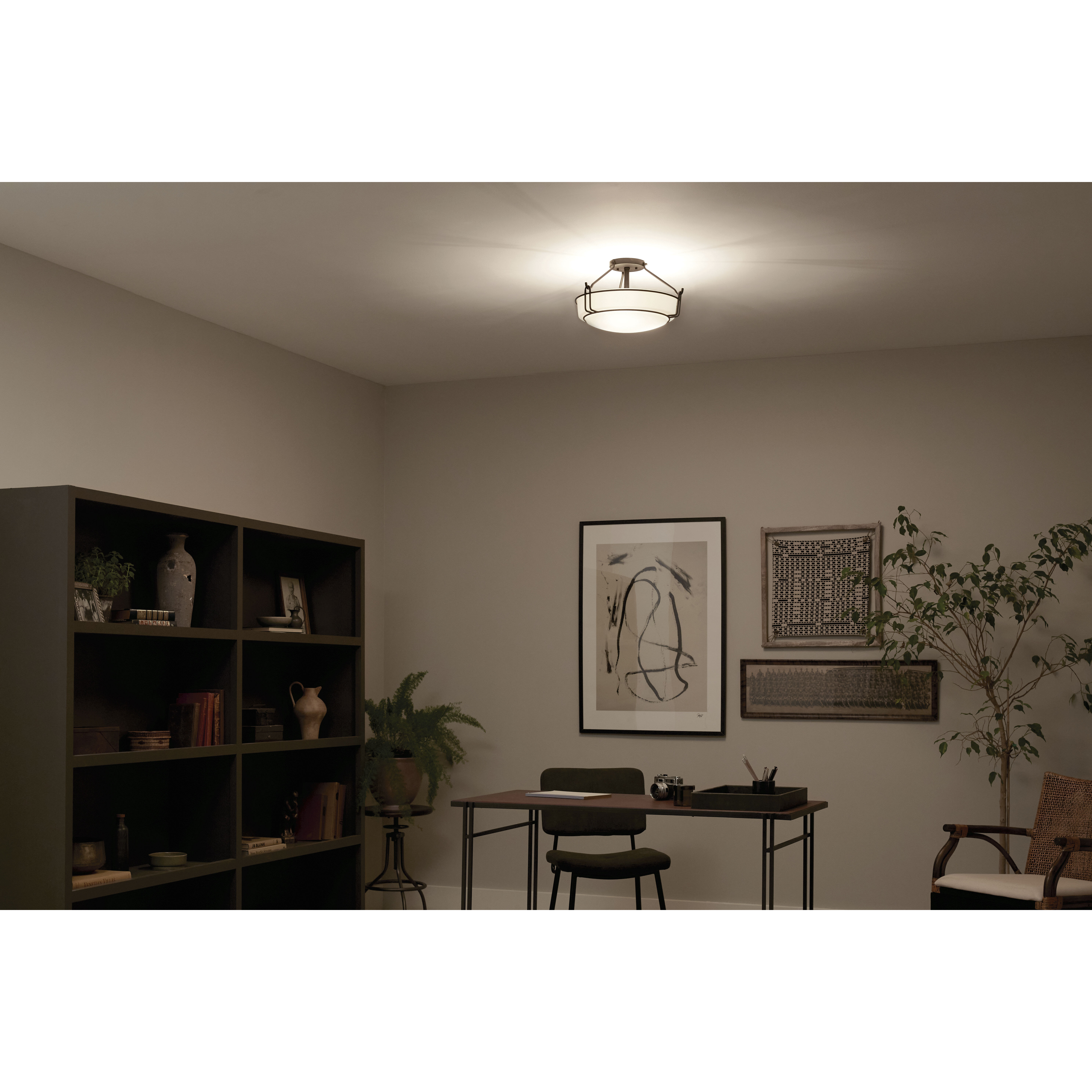 Alkire 3 Light 16.5 inch Black Semi Flush Mount Ceiling Light 