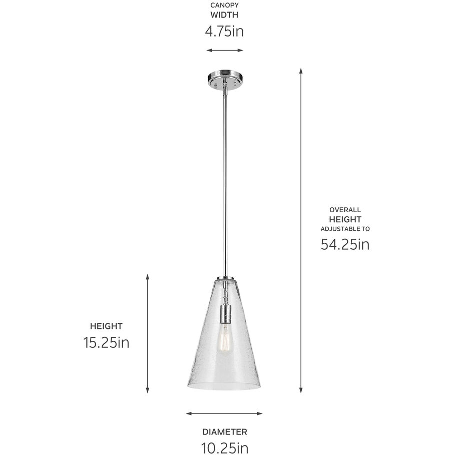 Everly 1 Light Chrome Pendant Ceiling Light in Clear Seeded