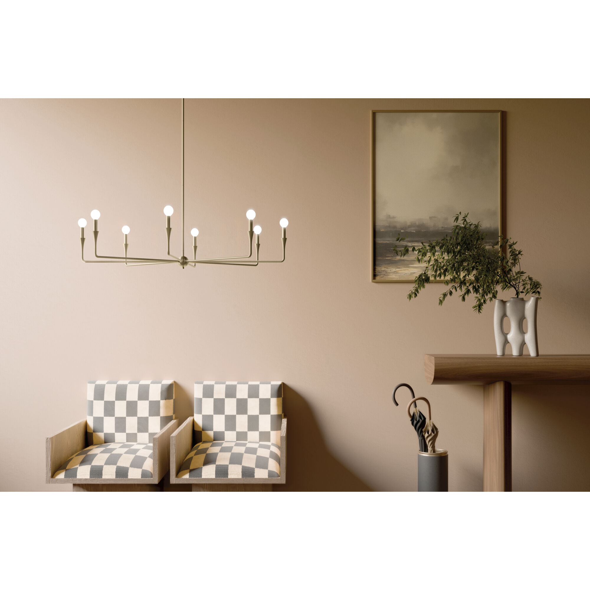 Alvaro 8 Light Champagne Bronze Chandelier Ceiling Light, 1 Tier Large