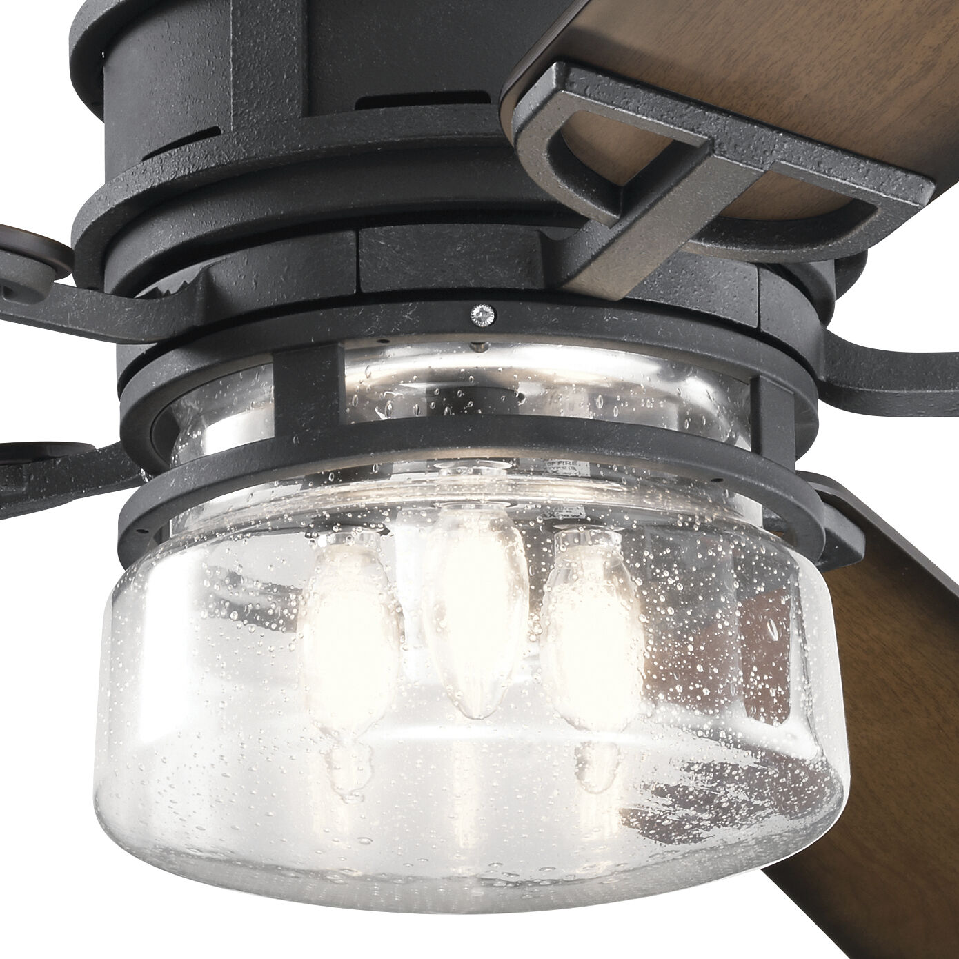 Lyndon 60 inch Distressed Black with Walnut Shadowed Blades Ceiling Fan