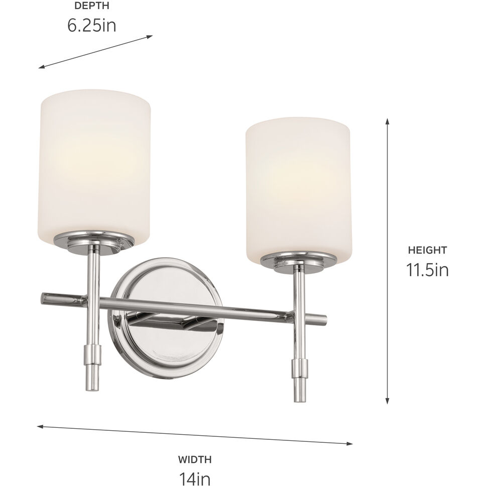 Ali 2 Light 14 inch Polished Nickel Bath Vanity Light Wall Light