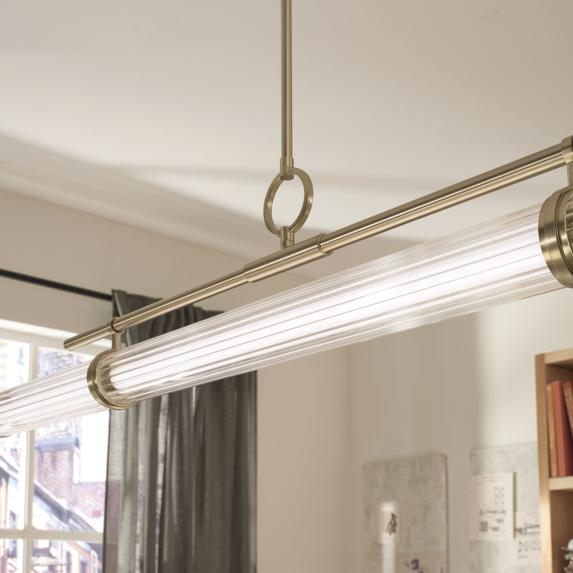 Riven LED 8 inch Champagne Bronze Chandelier Linear Ceiling Light