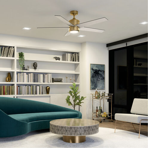 Brahm 56 inch Natural Brass with Walnut Blades Ceiling Fan