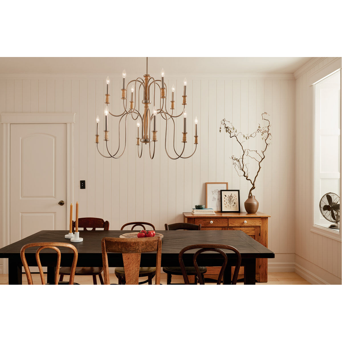 Homestead Karthe 12 Light 42 inch Brushed Nickel Chandelier Ceiling Light, Karthe
