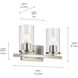 Crosby 2 Light 15.25 inch Brushed Nickel Bath Light Wall Light