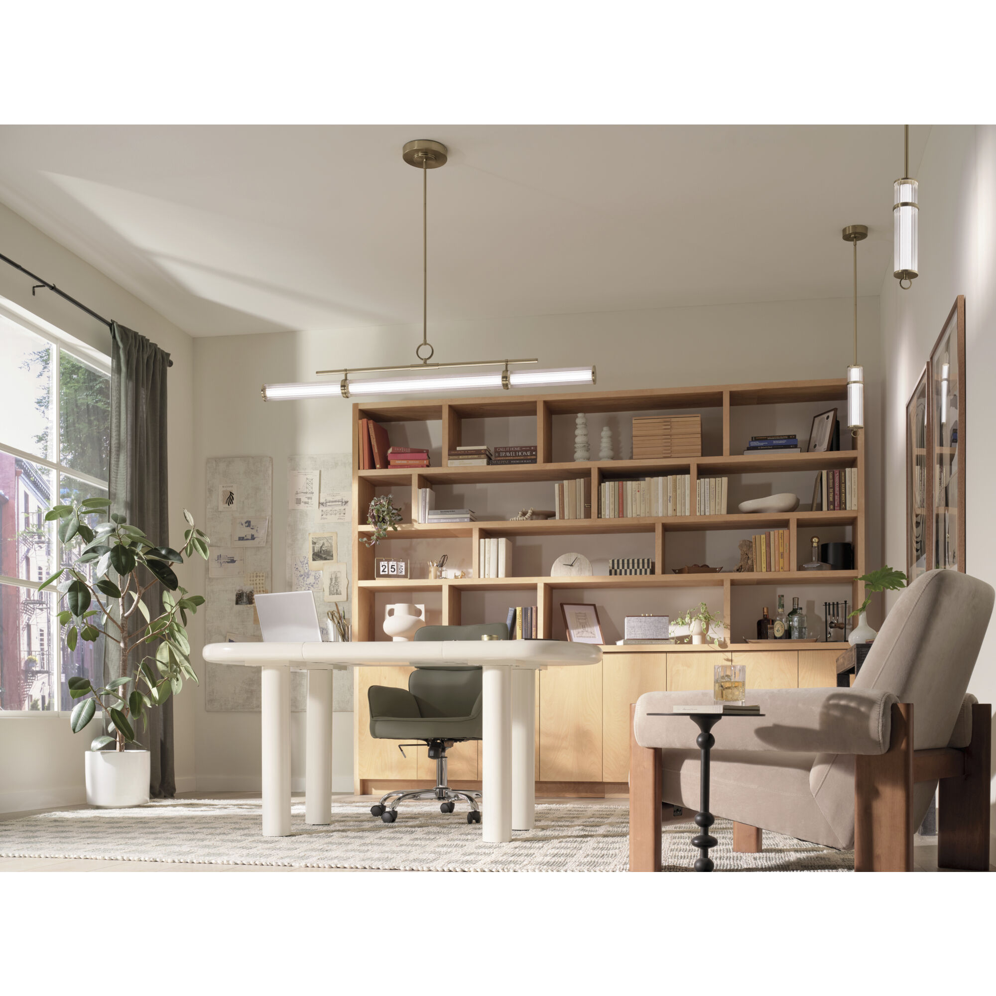 Riven LED 8 inch Champagne Bronze Chandelier Linear Ceiling Light