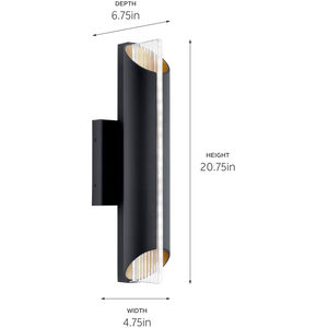 Astalis LED 20.75 inch Textured Black Outdoor Wall Sconce, Large