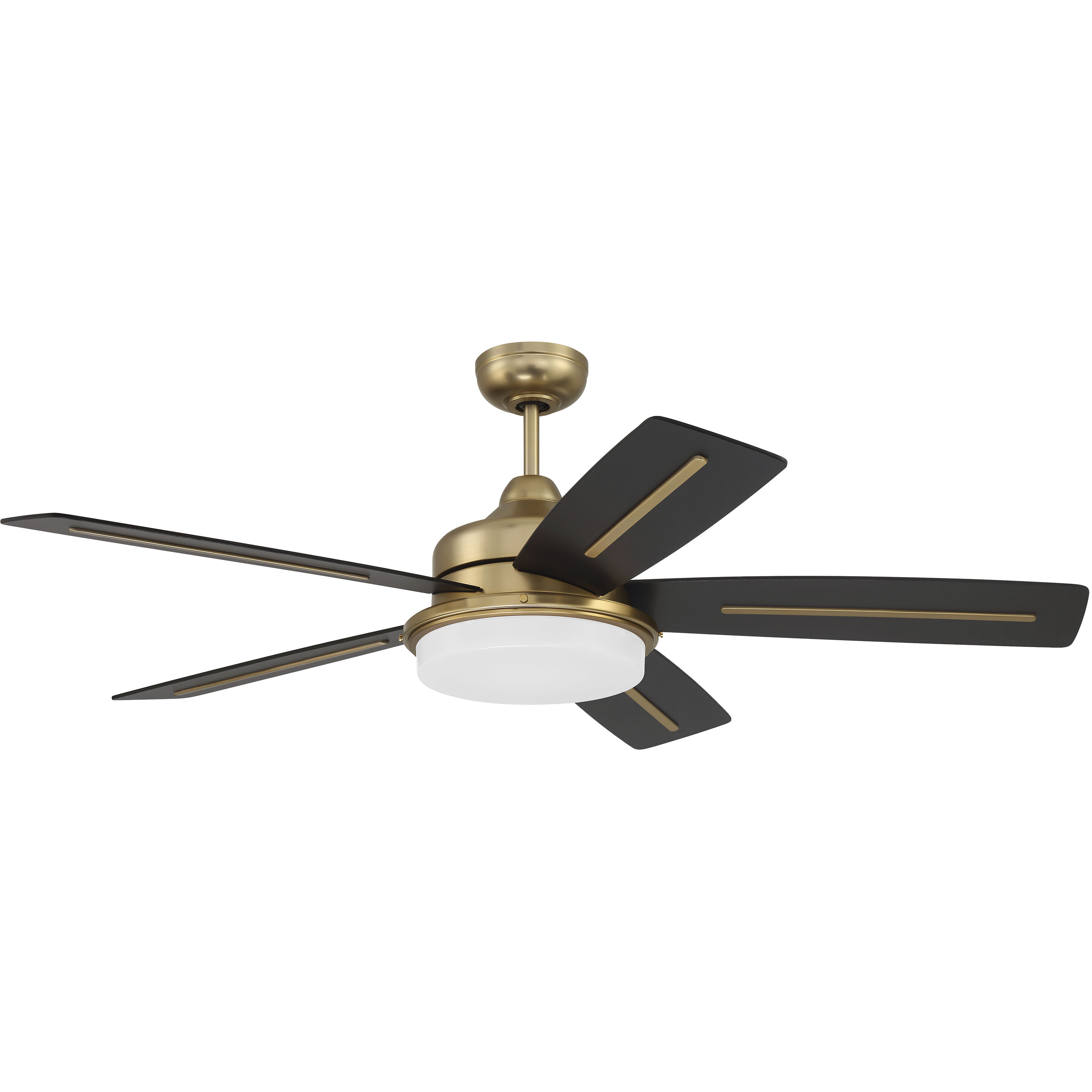 Drew 54 inch Satin Brass with Flat Black Blades Ceiling Fan
