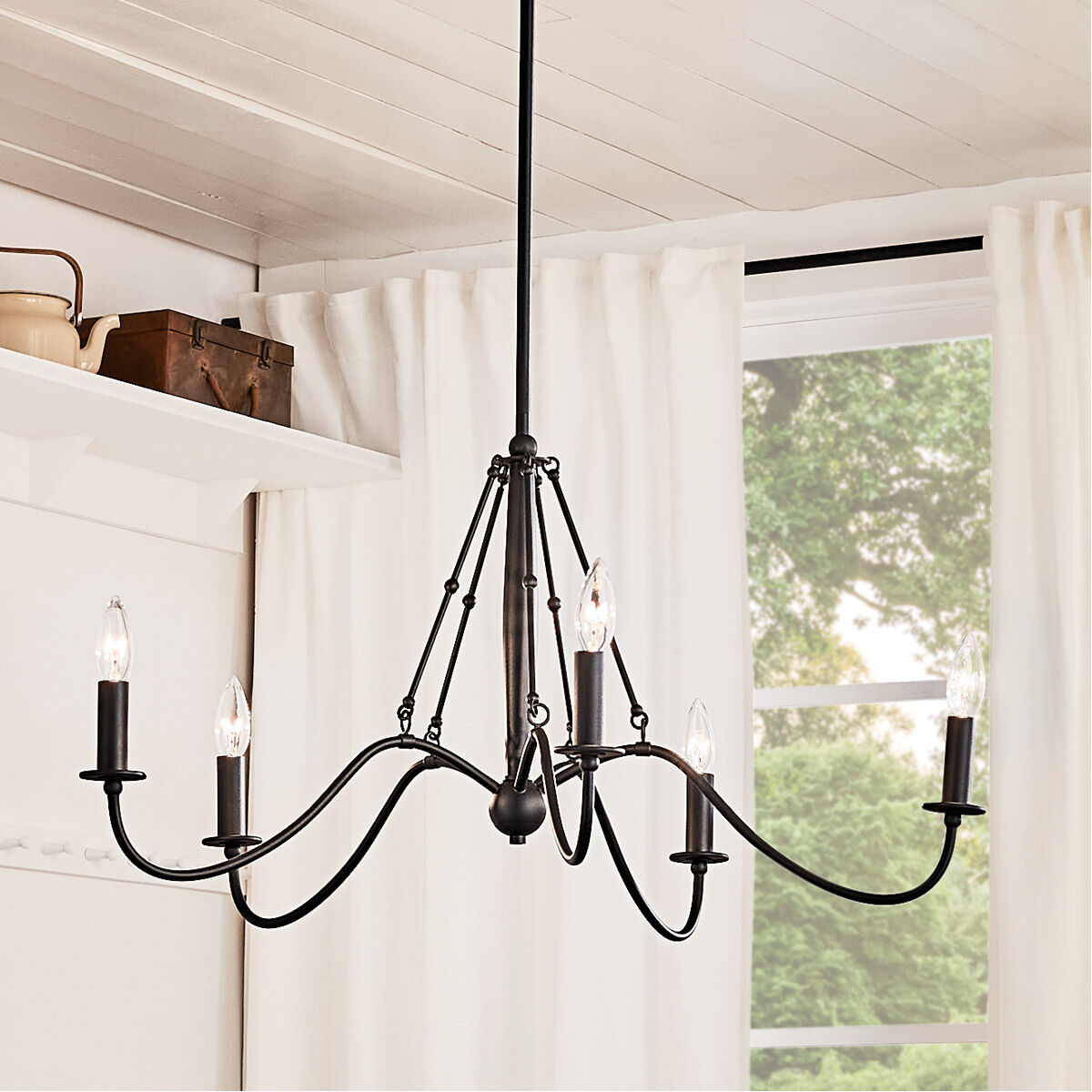 Kichler 52455BKT Homestead Freesia 5 Light 31 inch Textured Black  Chandelier Ceiling Light, Freesia