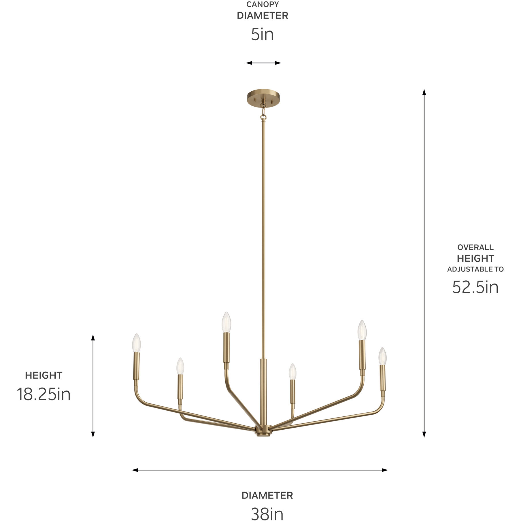 Madden 6 Light Champagne Bronze Chandelier Ceiling Light, 1 Tier Large