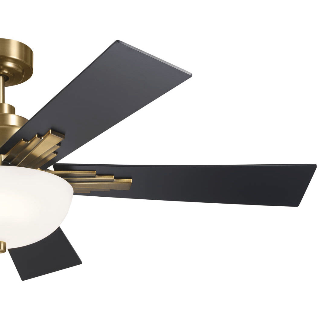 Vinea 52 inch Brushed Natural Brass with Black Blades Ceiling Fan