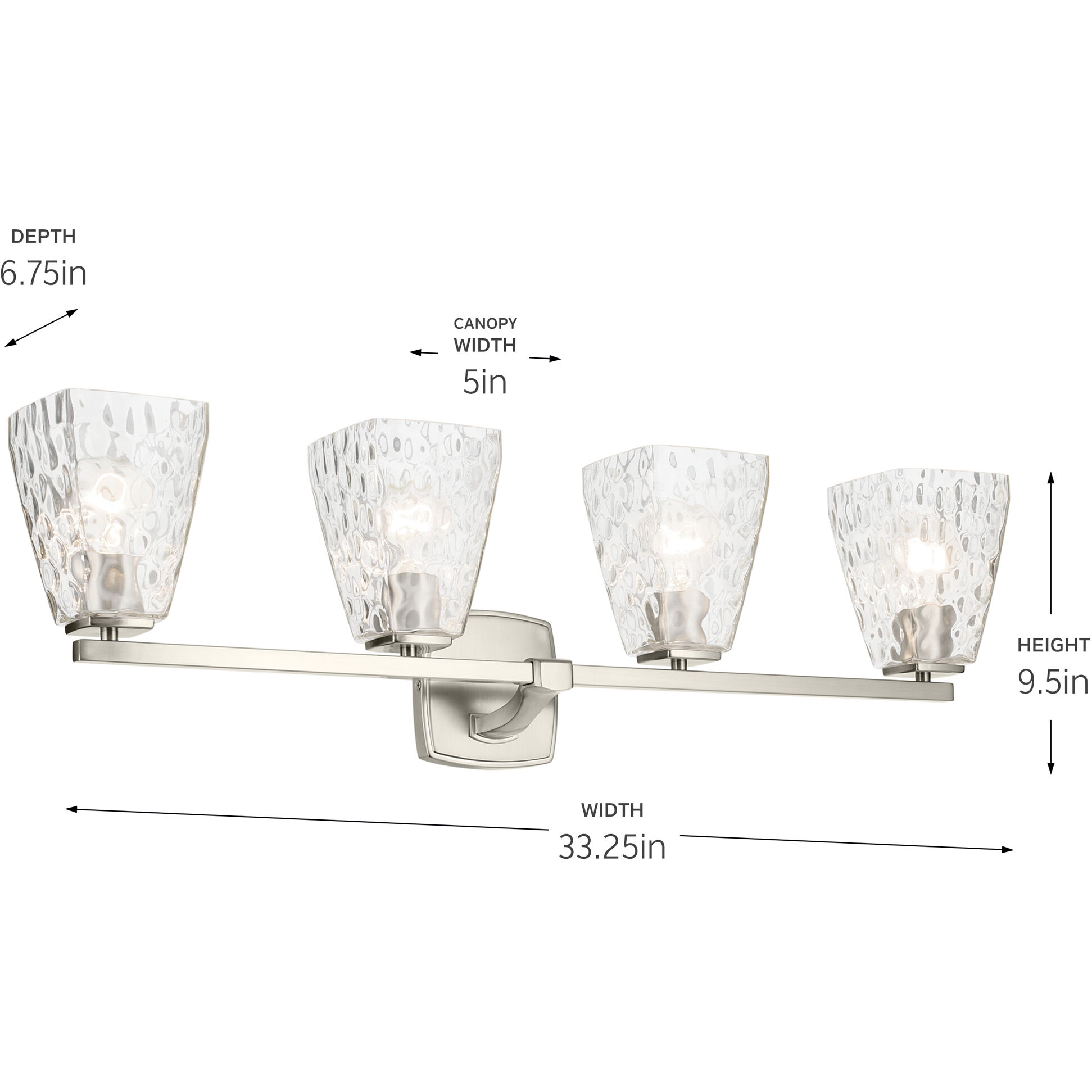 Marant 4 Light 33.25 inch Brushed Nickel Vanity Light Wall Light