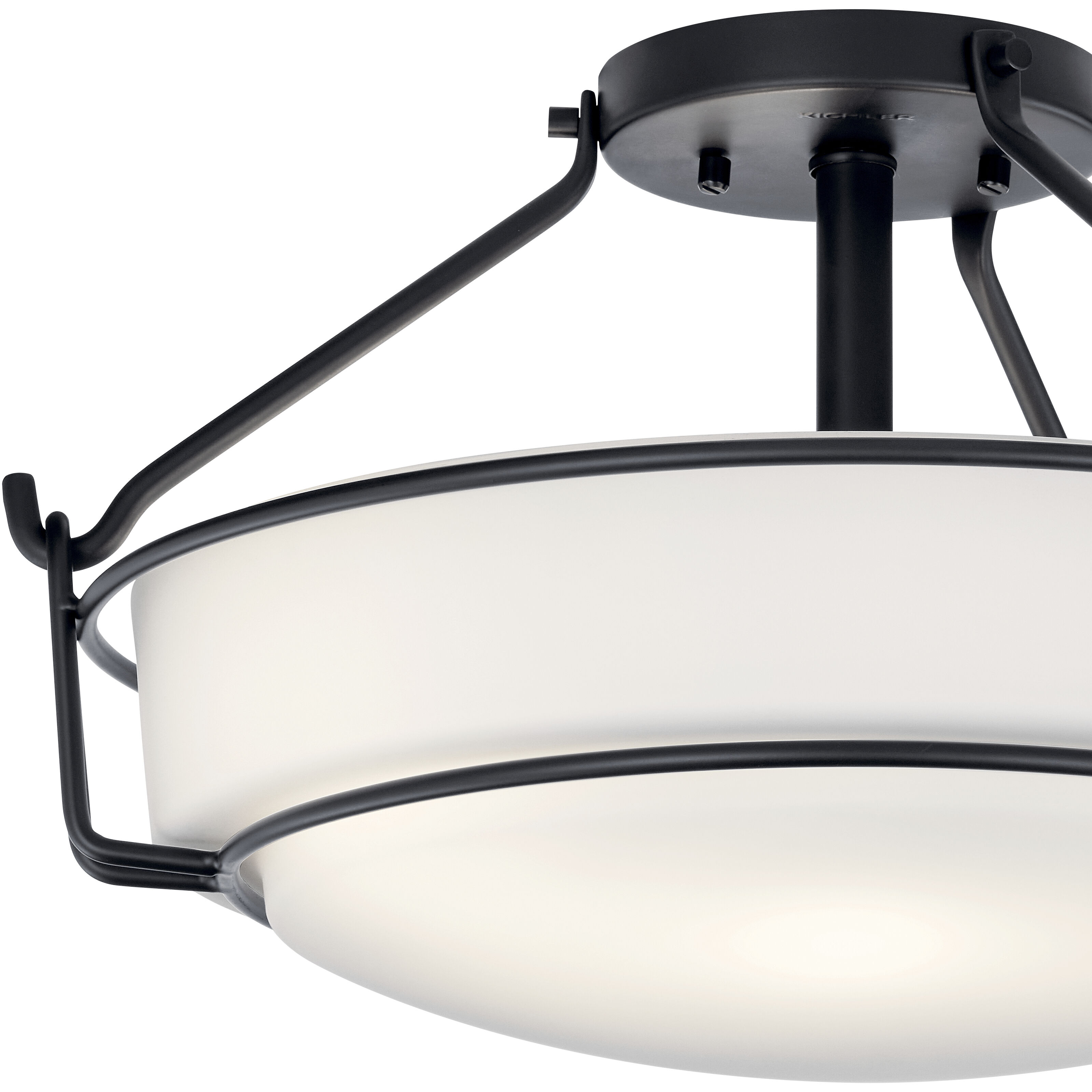 Alkire 3 Light 16.5 inch Black Semi Flush Mount Ceiling Light 