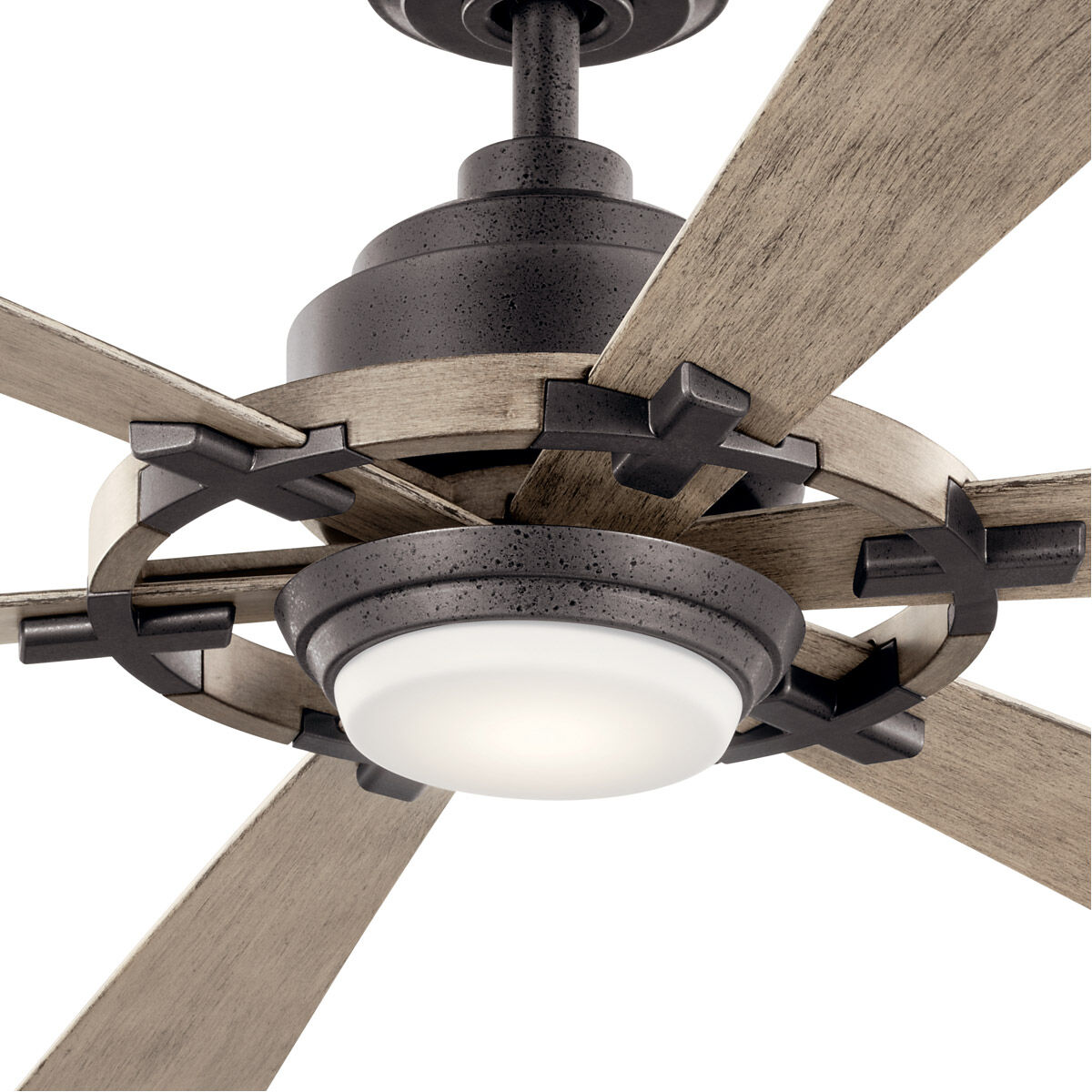 Gentry Lite 52 inch Anvil Iron with Dist Antiq Gray Blades Ceiling Fan in Distressed Antique Gray/Walnut