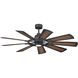 Gentry 60 inch Distressed Black with Distressed Antique Gray/Walnut Blades Ceiling Fan