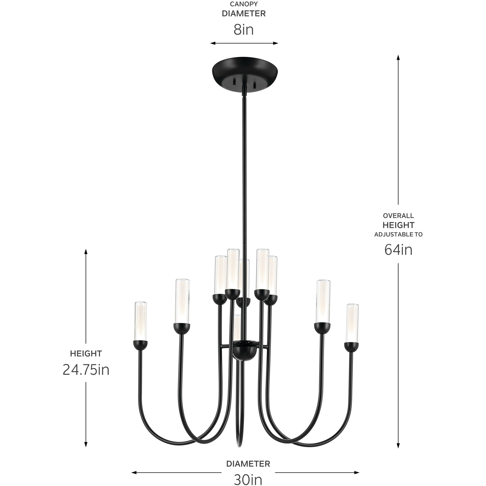 Moraine LED Black Chandelier Ceiling Light