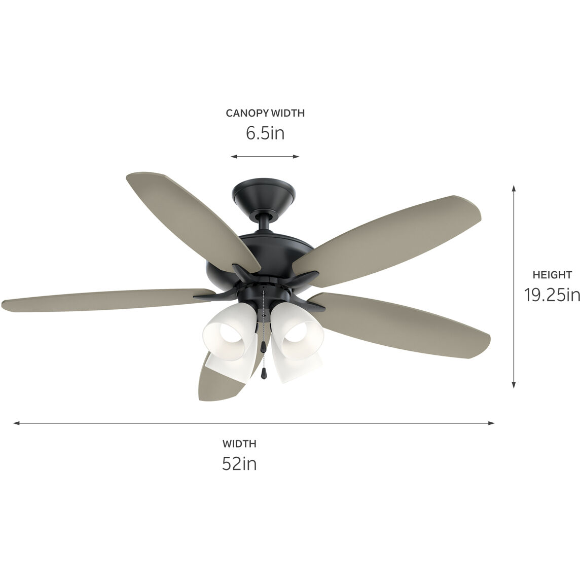 Renew Premier 52 inch Satin Black Ceiling Fan