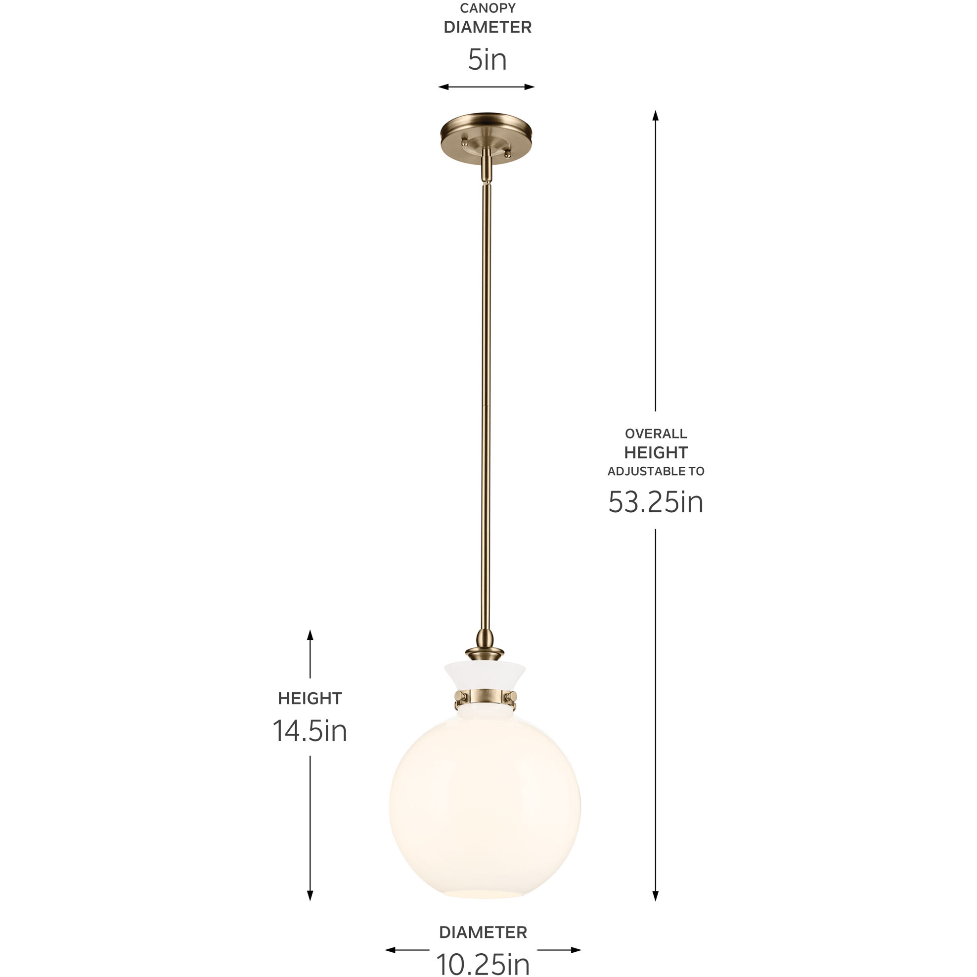 Laria 1 Light Champagne Bronze Pendant Ceiling Light in Opal