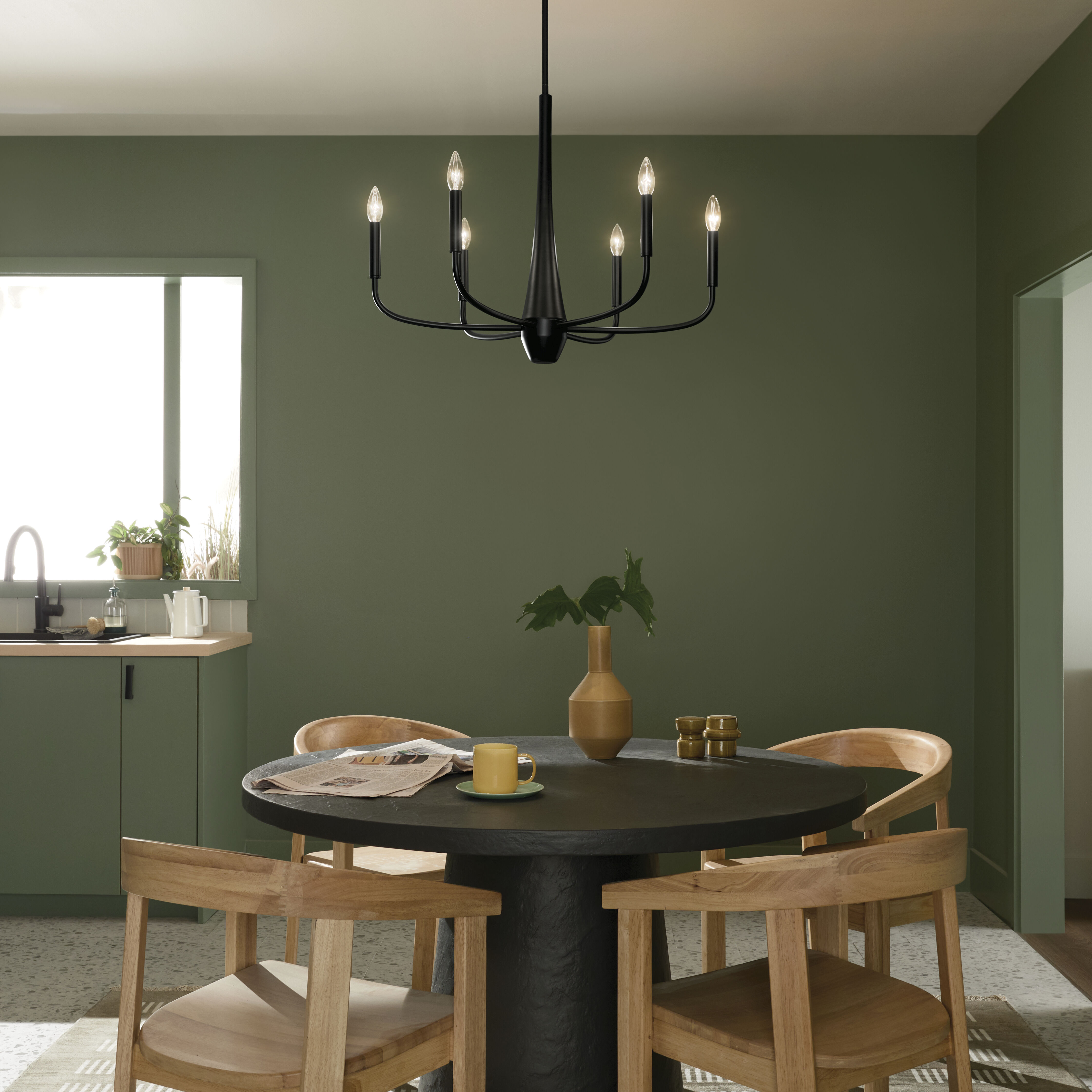 Deela LED 28 inch Black Chandelier Ceiling Light