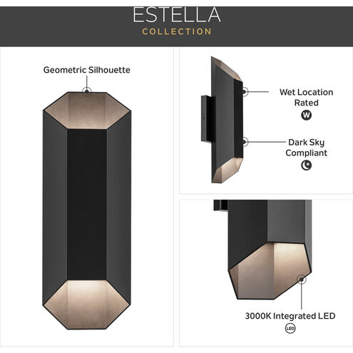Estella LED 16.5 inch Black Outdoor Wall Sconce, Medium