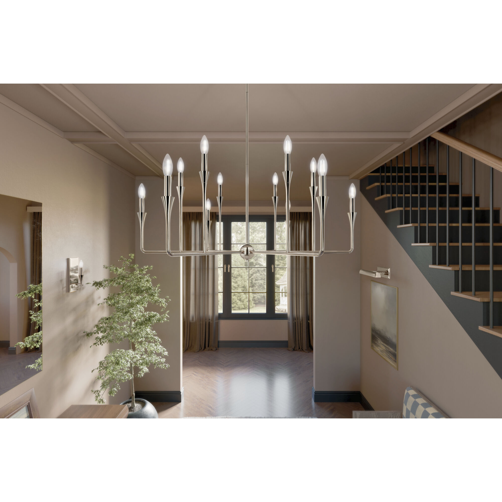 Alvaro 12 Light Polished Nickel Chandelier Multi Tier Ceiling Light, Multi Tier