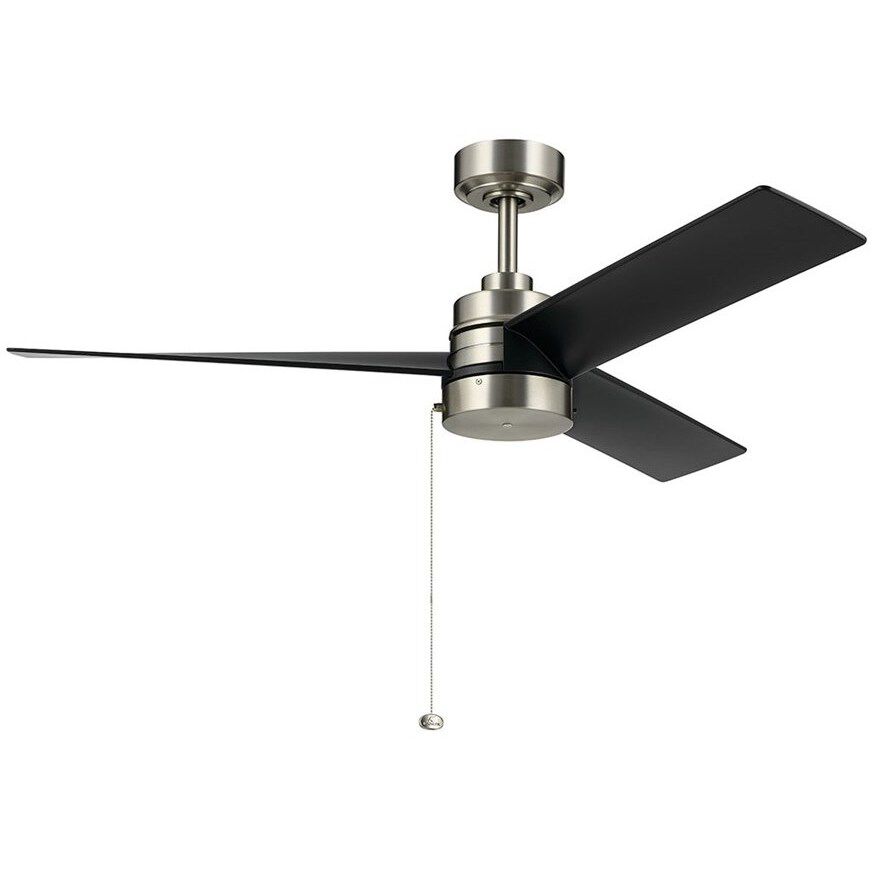 Spyn Lite 52 inch Brushed Nickel with Satin Black Blades Ceiling Fan