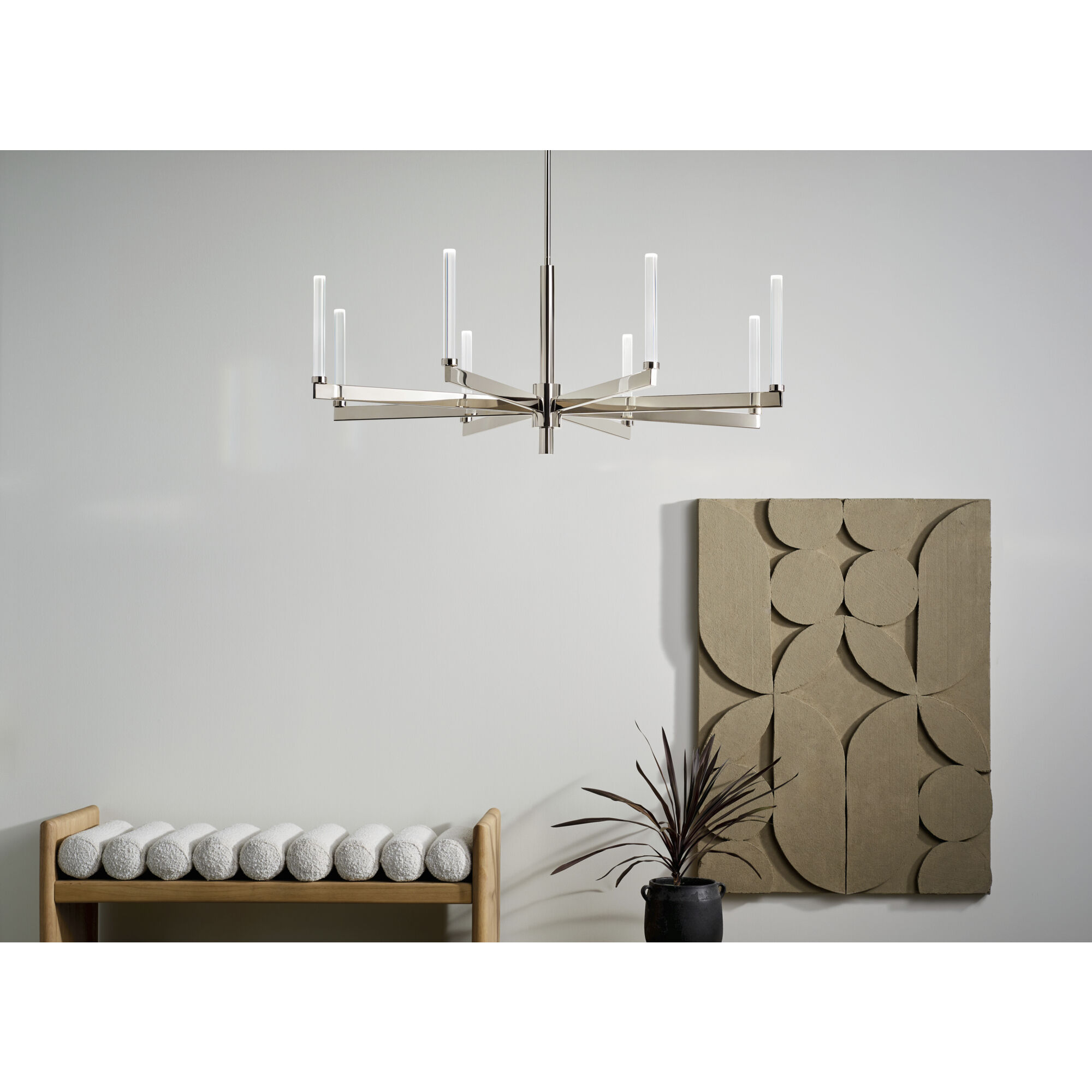 Sycara LED Polished Nickel Chandelier Ceiling Light, 1 Tier Large