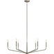 Madden 6 Light Brushed Nickel Chandelier Ceiling Light, 1 Tier Large
