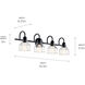 Avery 4 Light 33.5 inch Black Bath Bracket Wall Light, 4 Arm