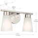 Stamos 2 Light 13 inch Brushed Nickel Bath Vanity Light Wall Light, 2 Arm