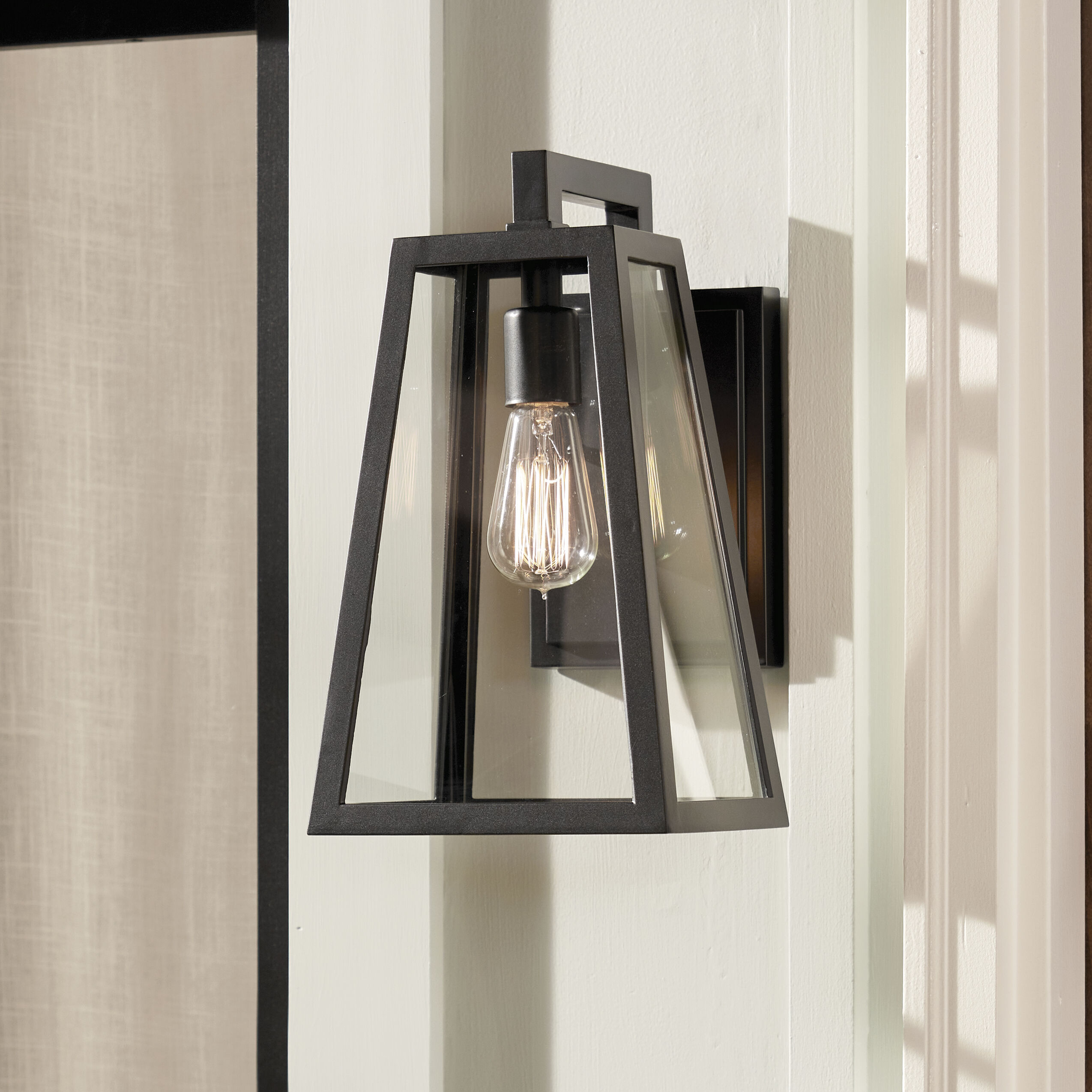 Delison 1 Light 14 inch Black Outdoor Wall Sconce