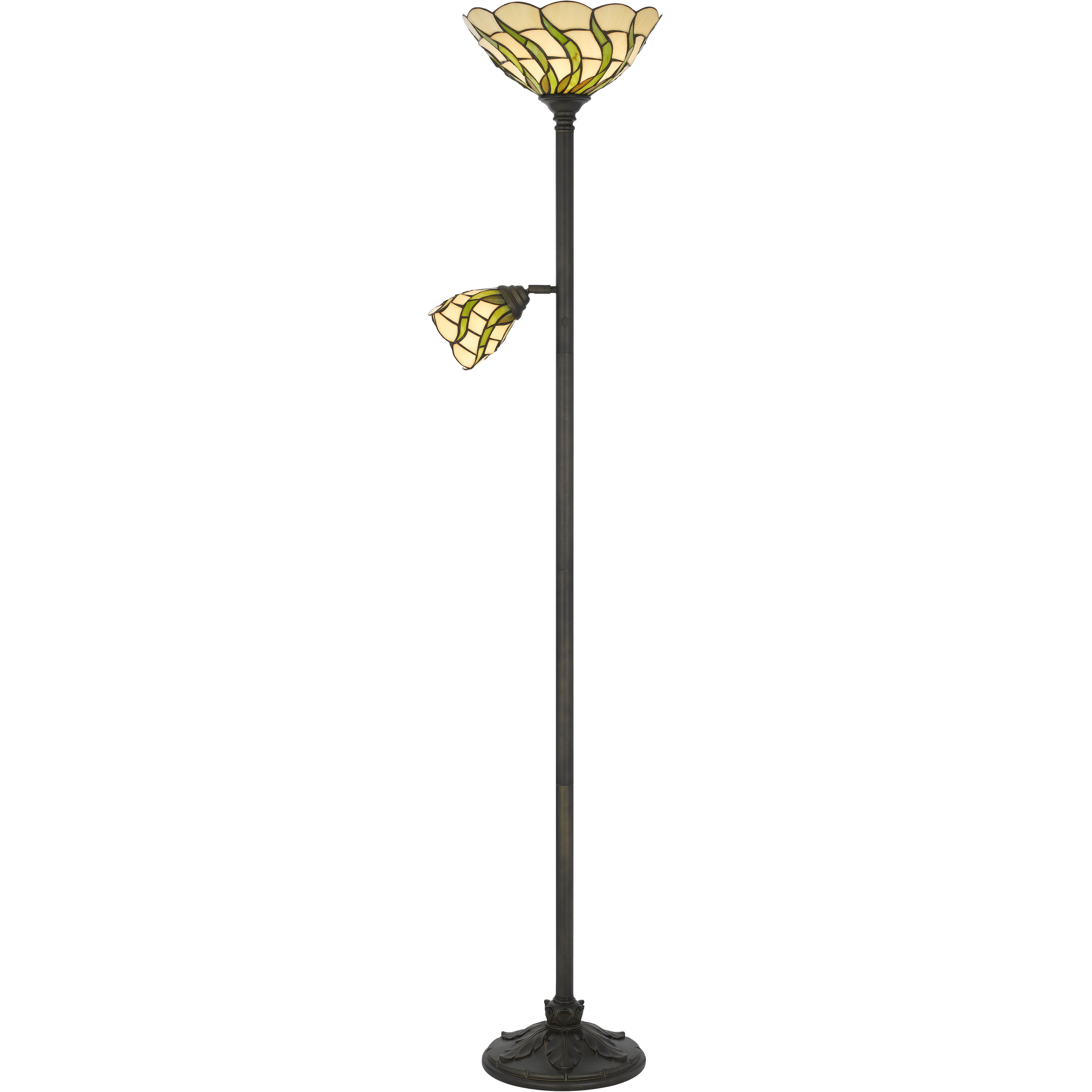 Galgate 71 inch 15 watt Matte Black and Tiffany Torchiere Portable Light