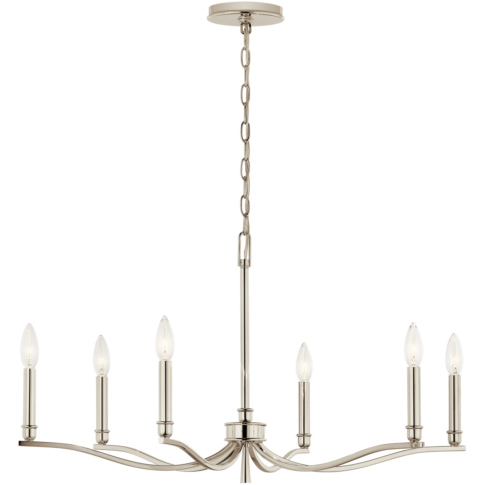 Malene 6 Light Polished Nickel Chandelier Ceiling Light, 1 Tier Small