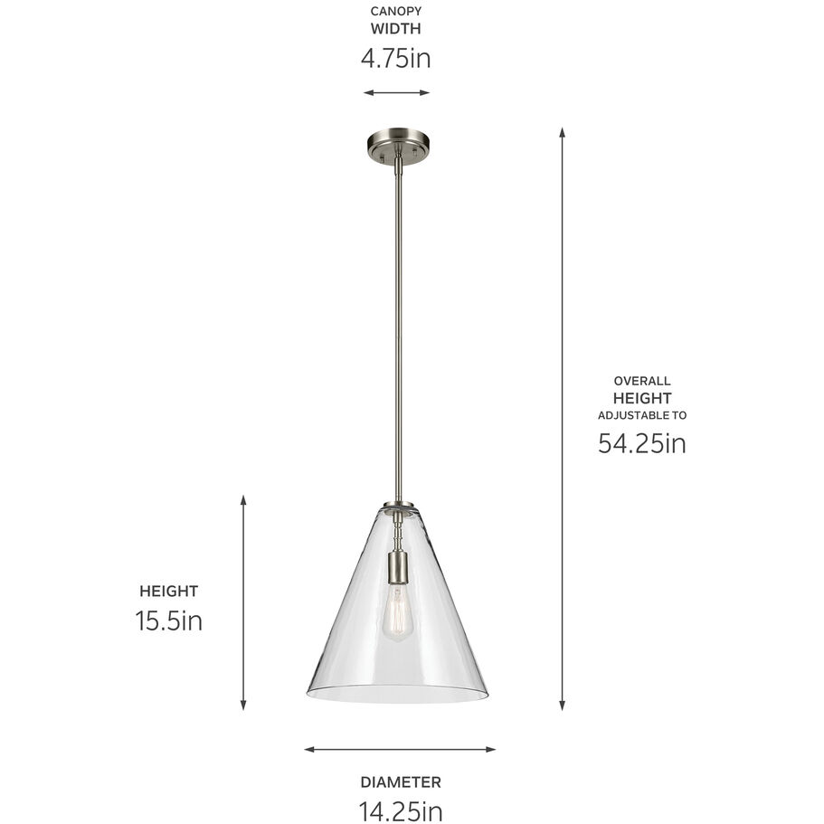 Everly 1 Light Brushed Nickel Pendant Ceiling Light