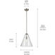 Everly 1 Light Brushed Nickel Pendant Ceiling Light